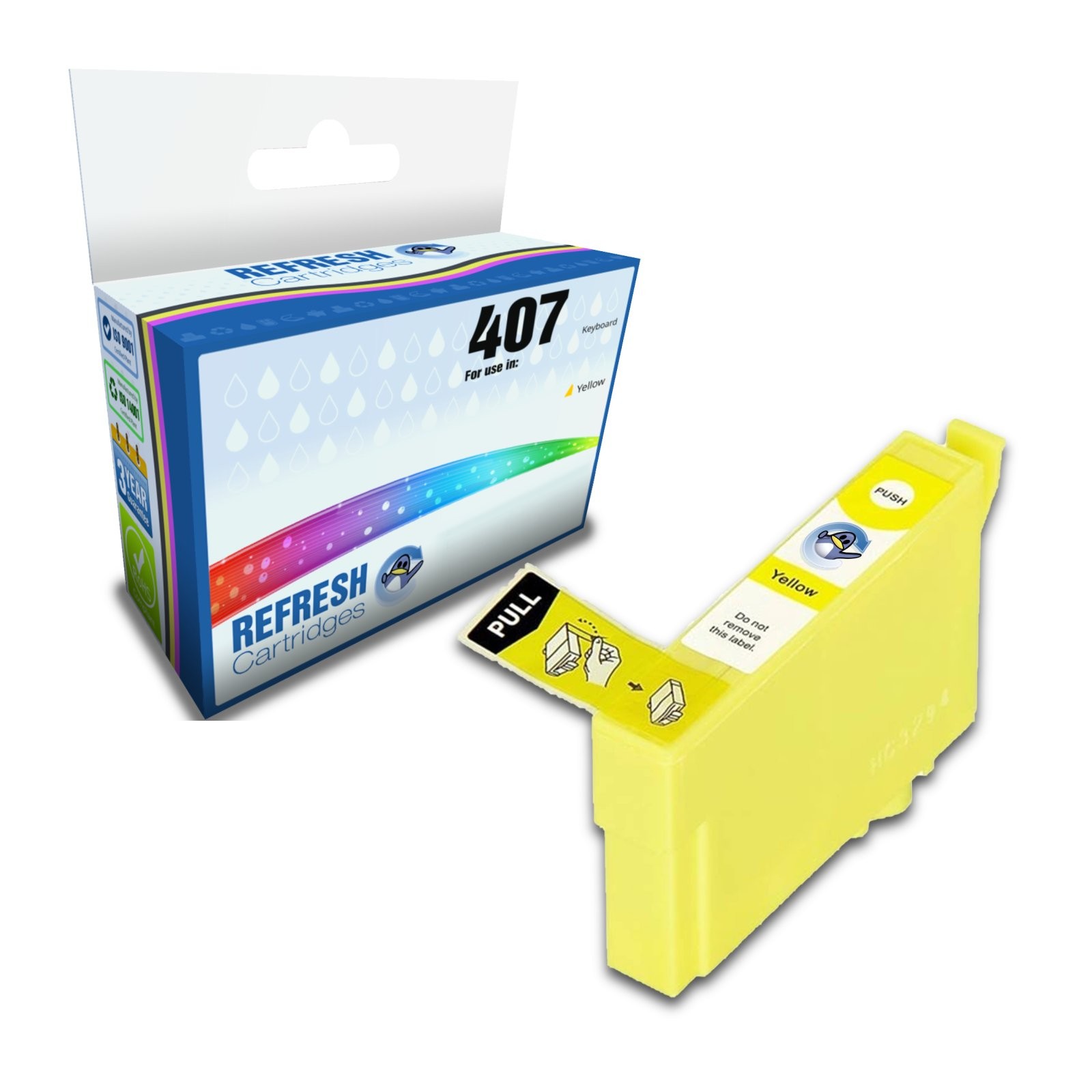 Refresh Cartridges Yellow 407 Ink Compatible With Epson Printers