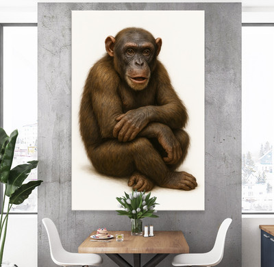   Affe-Kunst isoliert auf weiße, Wandbild, Acrylglas Leinwand oder Poster