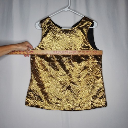Top donna collezione J Crew medio oro metallizzato fiocco schiena senza maniche festa nuovo - Foto 5 di 12