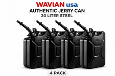 Wavian 20l 5 Gallon Nato Steel Jerry Can W Spout Black 4 Pack