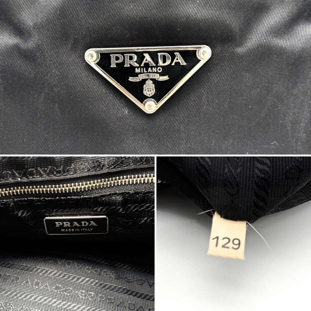 PRADA Tote Bag Handbag Triangle Logo Plate Tessuto Nylon Lightweight Leather  Bl thumbnail 9