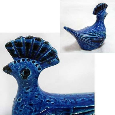 Bitossi Flavia Rimini Blue Chicken Figurine Italian Art Pottery Ceramic F33