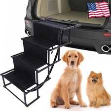 Portable Folding Pet Dog Ramp Steps Non-Slip Ladder 4 Stairs for Car SUV Truck