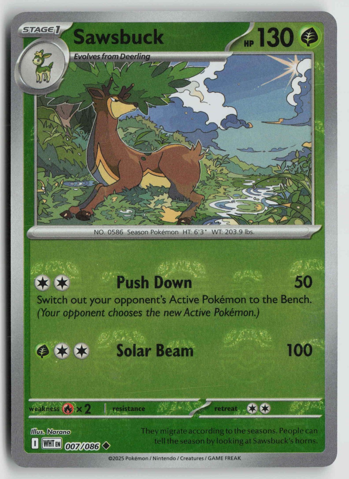 Sawsbuck (Master Ball Pattern) Uncommon SV: White Flare 007/086 NM
