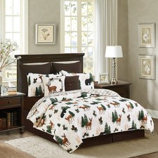 Noland Pines Rustic Lodge Cotton Quilt Set - Reversible and Machine Washable
