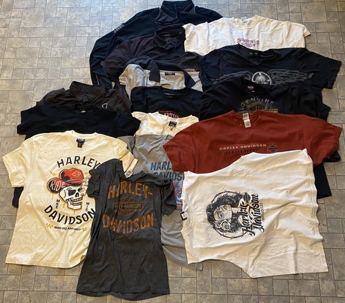 Harley Davidson Lot 17 Mixed Sizes Shirts Jacket Flaws Wear Damage Long Sleeve