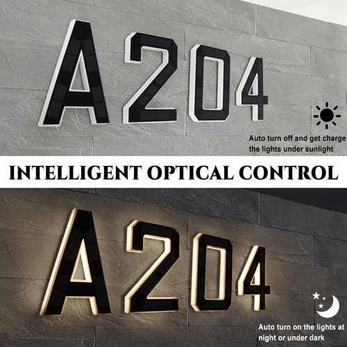ISUNMEA 9 Inch Solar Lighted House Numbers for Outside, Light Up Waterproof L... - Picture 3 of 6
