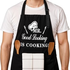Funny Grilling Aprons for Men, Black Grilling Cooking Barbecue Apron for Men ...