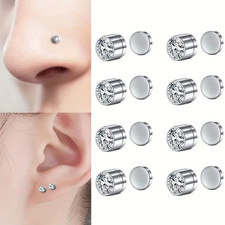 2pairs Magnetic Faux Nose Studs Punk Vintage No Piercing Jewelry Set - NEW
