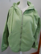 Women's Light Green Full Zip Oversized Hooded Sweatshirt Drawstring Size-M
