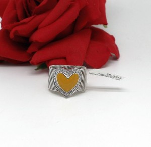 Sterling Silver NWT Enamel Heart Mesh   Ring Size 9 10.98g  CAT RESCUE