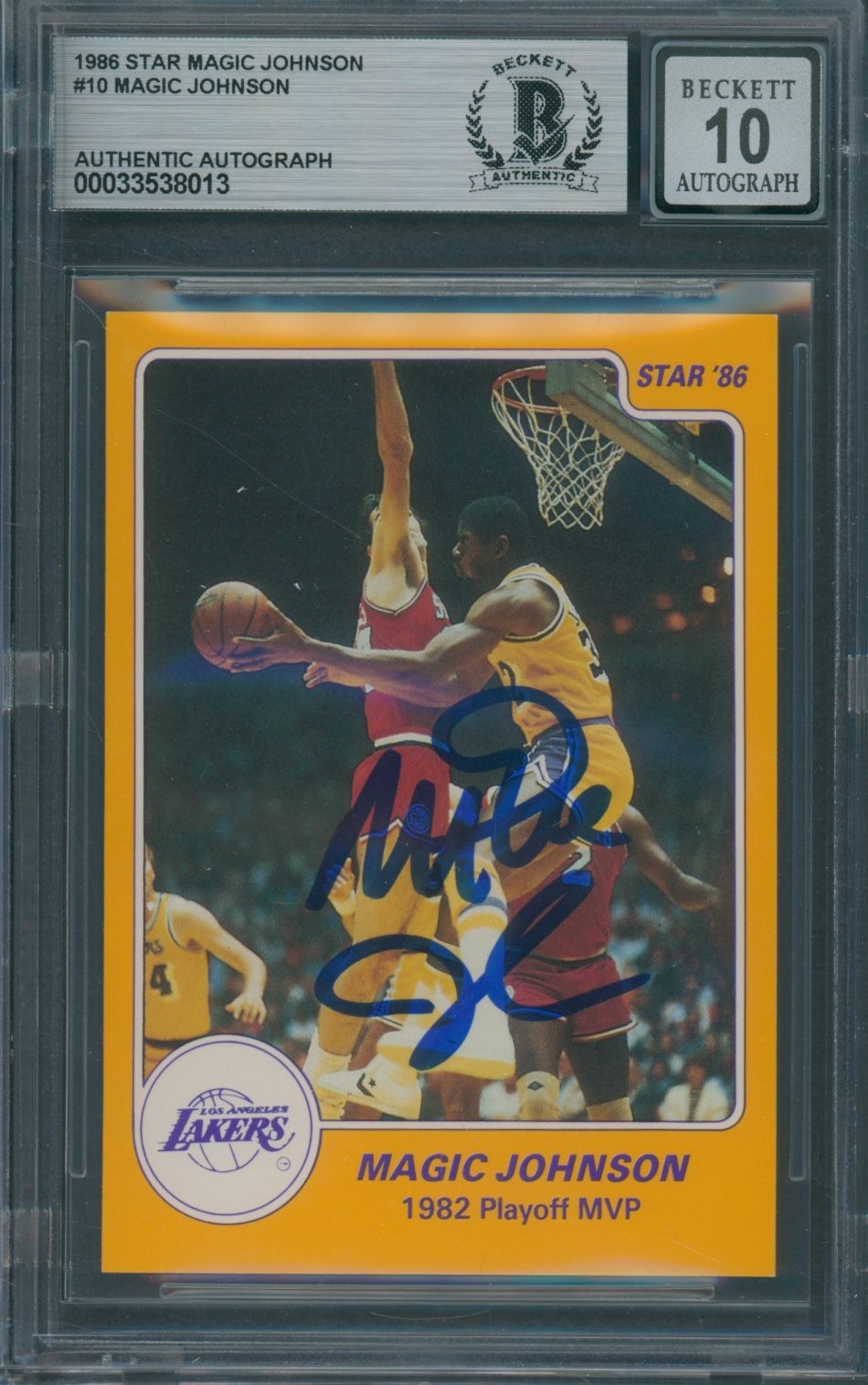 1986 Star Magic Johnson #10 Magic Johnson Beckett Authentic Signed Auto 10 *8013 