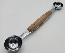 Vintage  Wooden Handle Double Melon Baller Scooper Germany 6.5"