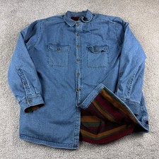 Woolrich Giacca Uomo XXL 2XL Blu Denim Camicia Coperta Foderata Pile Shacket Escursionista