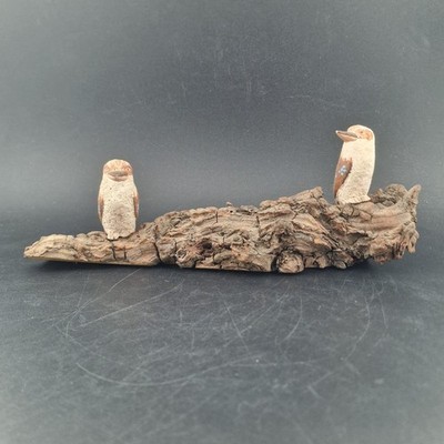 Vintage handgefertigte Kookaburra Figuren auf Treibholz Ast Dekor Geschenk Kunst B12