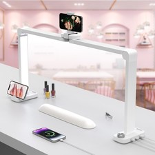 Nail Desk Lamp for Nail Tech, Foldable 34in 48W Half Moon Light with Holder a...