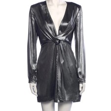ASTR the Label Mini Dress Metallic Twist Front Long Sleeve Party Size S