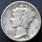 1939-S 10C Mercury Dime VF (#8250)