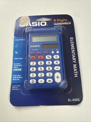 Casio 8 Digits Handheld Calculator Solar Plus With Battery Backup New Blue D7