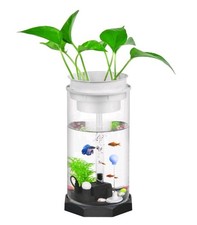 Desktop Aquarium Small Fish Tank With Plant On Top, AIO Filter LED Ecological