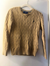 Polo Ralph Lauren Boys Beige Cable-Knit Crew Neck Pullover Sweater S 8 