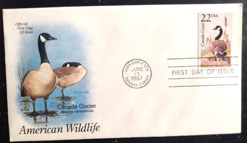 CANADA GOOSE AMERICAN  WILDLIFE 1987  ARTCRAFT  CACHET  FDC VF UNADDR