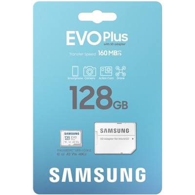 128GB Samsung EVO PLUS microSDXC UHS-I U3 inkl. SD Adapter (MB-MC128SA/EU) NEU