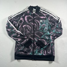Adidas Full-Zip Allover Print Swirls SST Track Jacket Youth Girls Sz Medium