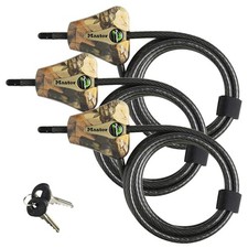 Master Lock Python Adjustable Camo Cable Lock 3-Pack Keyed Alike w/6 Keys