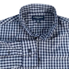 Mizzen Main Leeward Trim No Tuck Gingham Shirt XL Navy Gray 1WS-0472 Mens