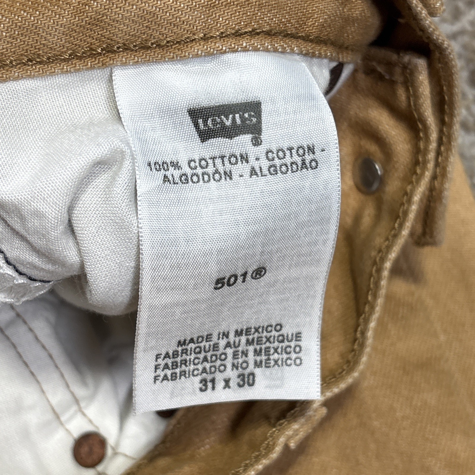 Levi's Men's 501 Original Fit Straight Leg 31x30 Tan Gold Fits 28 X 27 - View 6