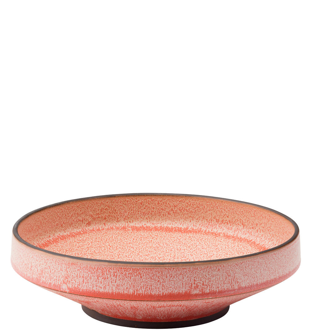 Coral Pink, Brown Bowl Porcelain Serving Tableware For Bar 9"" (22Cm) Pack Of 6