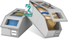 2 PCS Stackable Baseball Cap Hat Storage Organizer for Closet Bedroom Gray