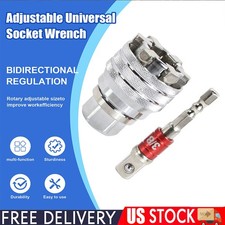 Adjustable Head Spanner Socket Wrench Torque Ratchet Adapter Universal Sleeve Us