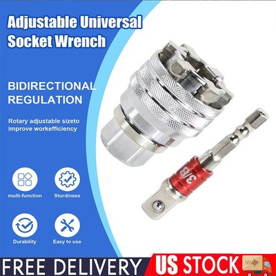 Adjustable Head Spanner Socket Wrench Torque Ratchet Adapter Universal Sleeve US