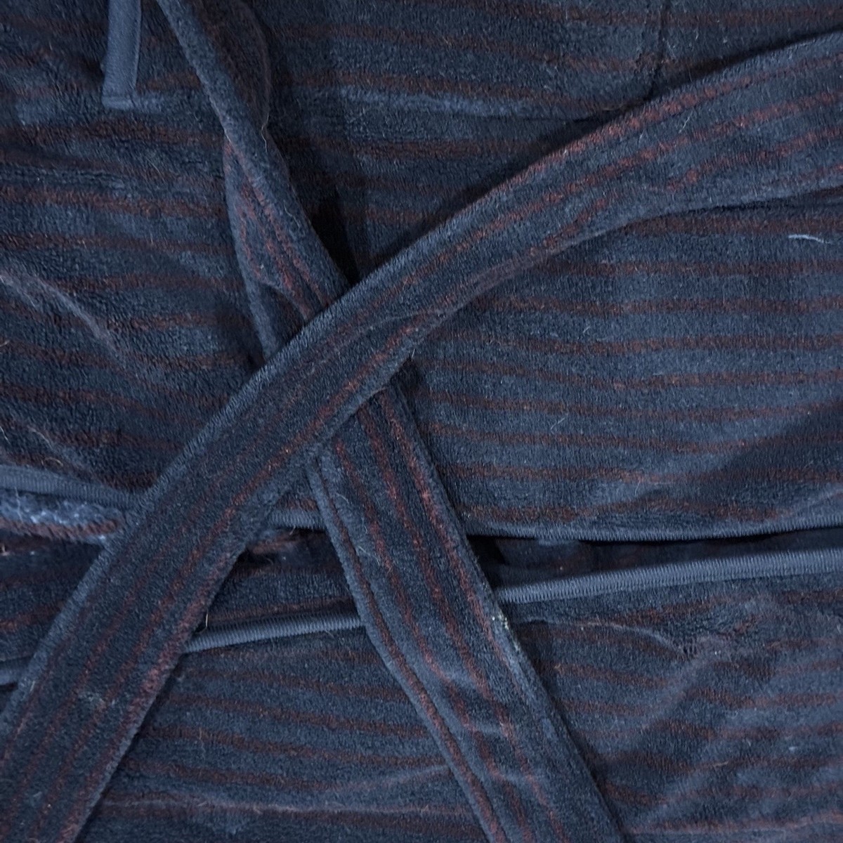Club Room Navy Burgundy Stripe Fleece Robe Lounge Sleepwear Men's One Size View 6