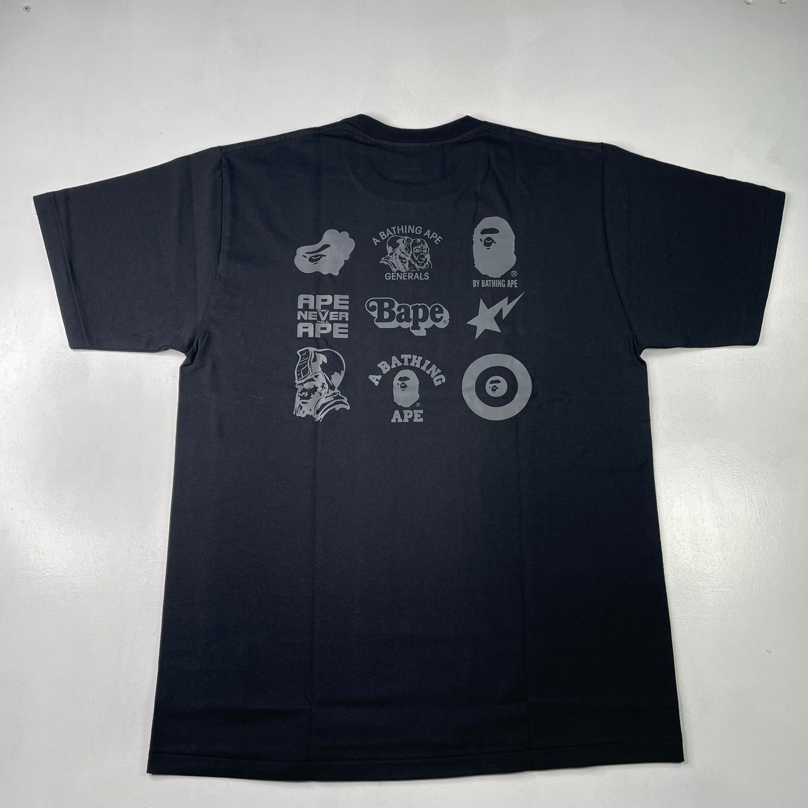 BAPE Multi Logo Tee in Original Graphic Design - Size Large