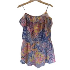 Lilly Pulitzer Girls M 6 - 7 Emoni Romper Lilac Verbena Tank  Off The Shoulder