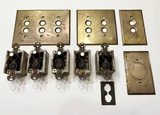 Antique Original Edison Light Switch Lot Porcelain Ceramic Mother of Pearl 1900s