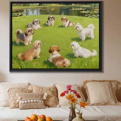 Shih Tzu Dog Art Print Oil Painting Canvas Wall Decor for Living Room