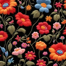 Embroidered Flowers 42 - 18"x46" Hydrographic Film Hydro Dipping