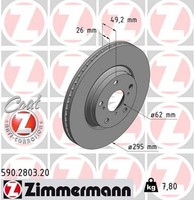 2X Zimmermann Bremsscheibe Coat Z 590.2803.20 FüR Toyota Auris Avensis WWT270_