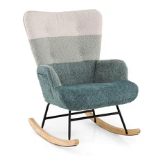 Nursery Rocking Chair w/ Ergonomic Armrests & High Backrest Side Pocket