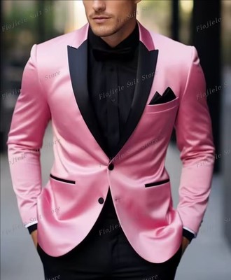 Men 2 Piece Rose Peak Lapel Blazer Groom Tuxedos Party Prom Wedding Suit Custom