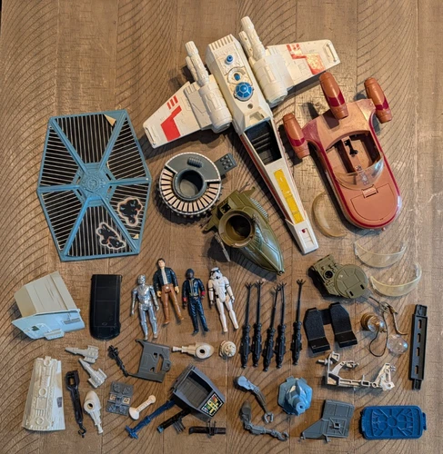 Vintage 1980 Star Wars Part Lot Slave1 Land Speeder X-Wing Figure Max Rebo Piano