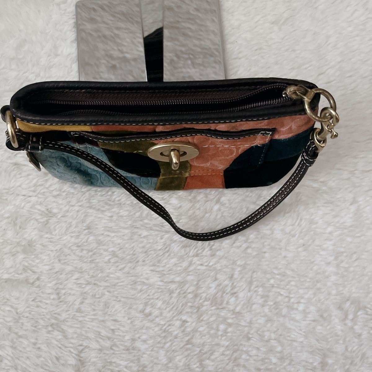 COACH Patchwork Signature Multicolor Turnlock Acc… - image 4