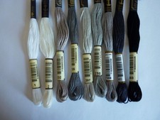 Stickgarn Sticktwist Original Anchor 6-fd. Schwarz Weiß Grau 9 versch.Farbtöne!!