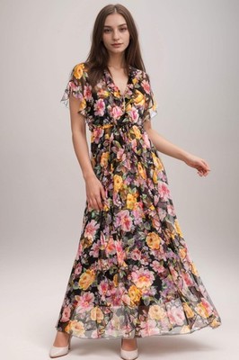 chinese dress ladies JADE by Johnny Was Black Pink Floral 2 Layer Size LARGE (L) Dress –  ReturnStyle