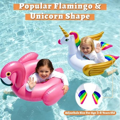 2 Pack Pool Floats for Kids-Unicorn & Flamingo Swim Floats Tubes Kids Pool Float