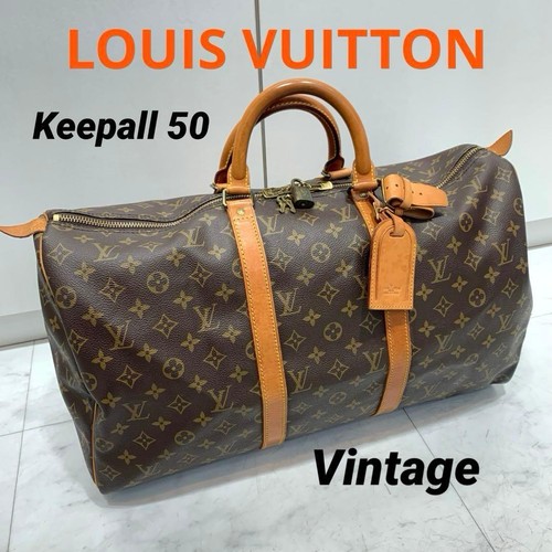 LOUIS VUITTON Keepall 50 Boston Bag Monogram Canvas Leather M41426 80s Vintage T